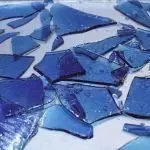 blue edible sugar glass on silver sheet pan