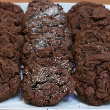 chocolate cookies recipe fifteen chocolate cookies on a white plate
