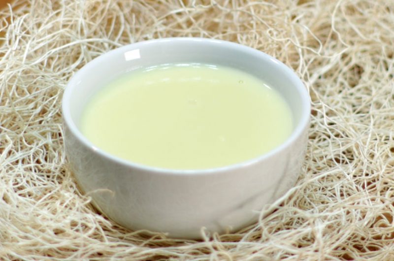 easy egg custard recipe in a white bowl on a table