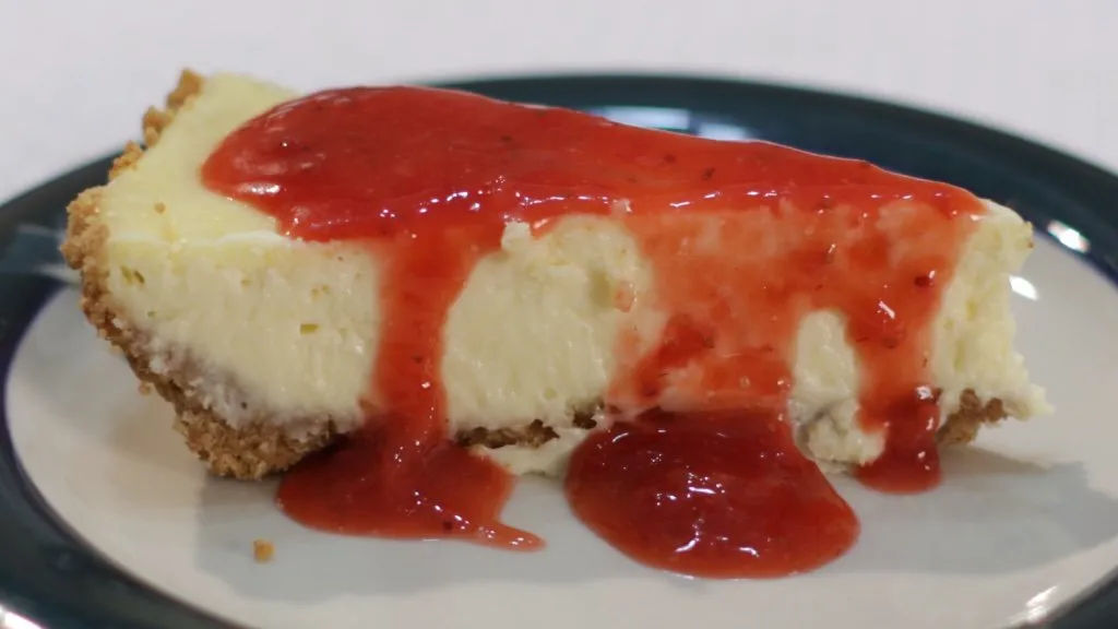 Slice of easy homemade cheesecake. Number 7 most popular desserts in America