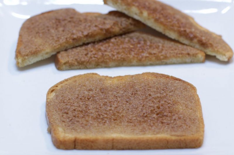 Cinnamon toast piled on a white plate