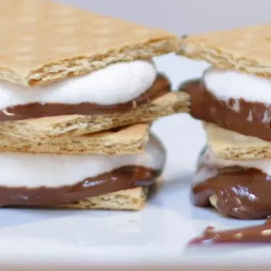 microwave s'mores on a white plate