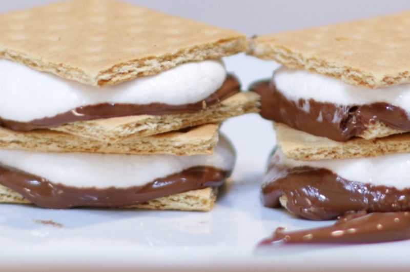 microwave s'mores on a white plate
