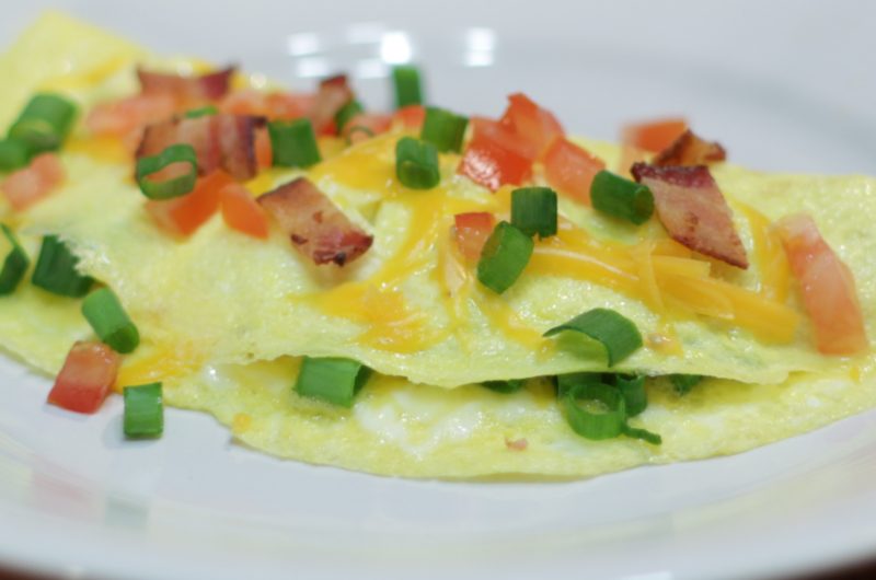 homemade easy omelet on a white plate