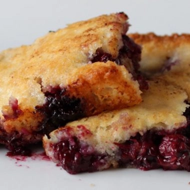 Blackberry cobbler on a white plate