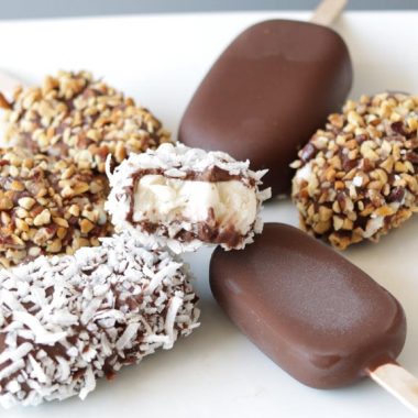 homemade ice cream bars on a white plate