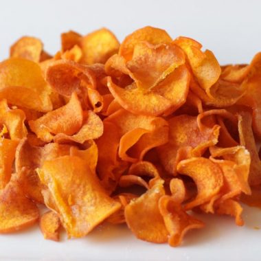 Plate full of sweet potato chips