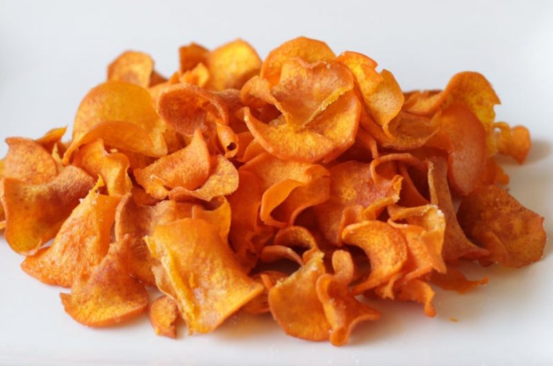 Plate full of sweet potato chips