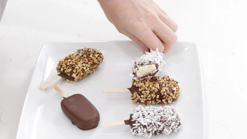 Ice Cream Bars Recipe | 5 Ingredients - In The Kitchen With Matt 9 White plate with homemade ice cream bars.