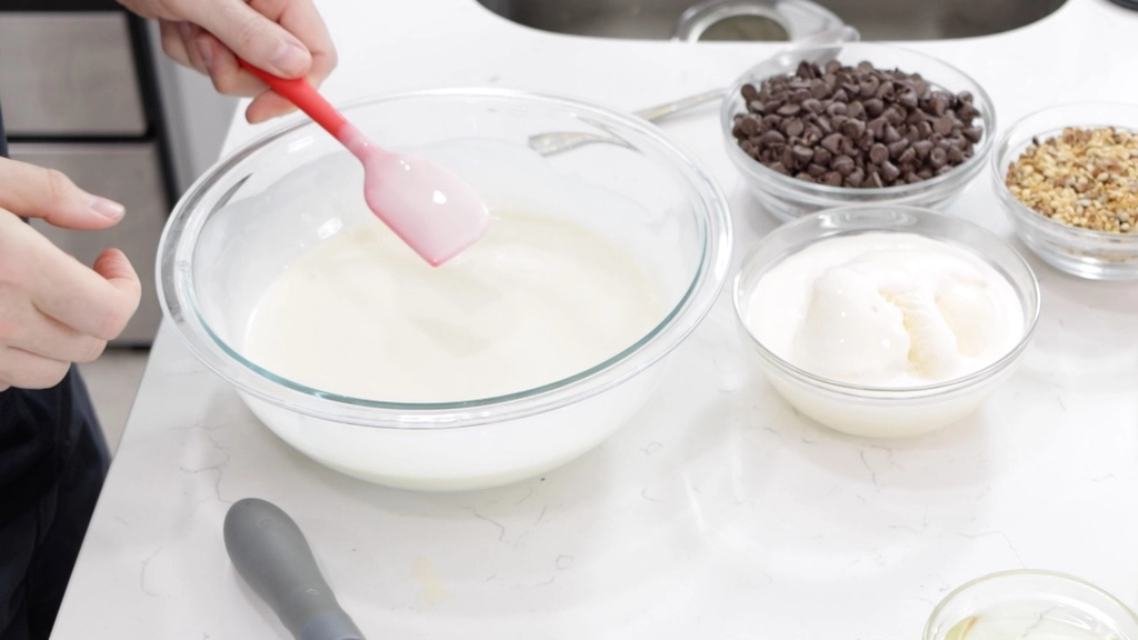 Ice Cream Bars Recipe | 5 Ingredients - In The Kitchen With Matt 2 bowl of ice cream base on a countertop.