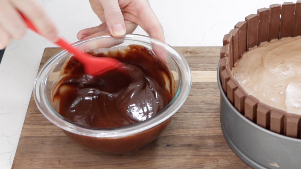 Hand mixing chocolate ganache