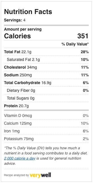 list of nutritional facts for breakfast corn dogs