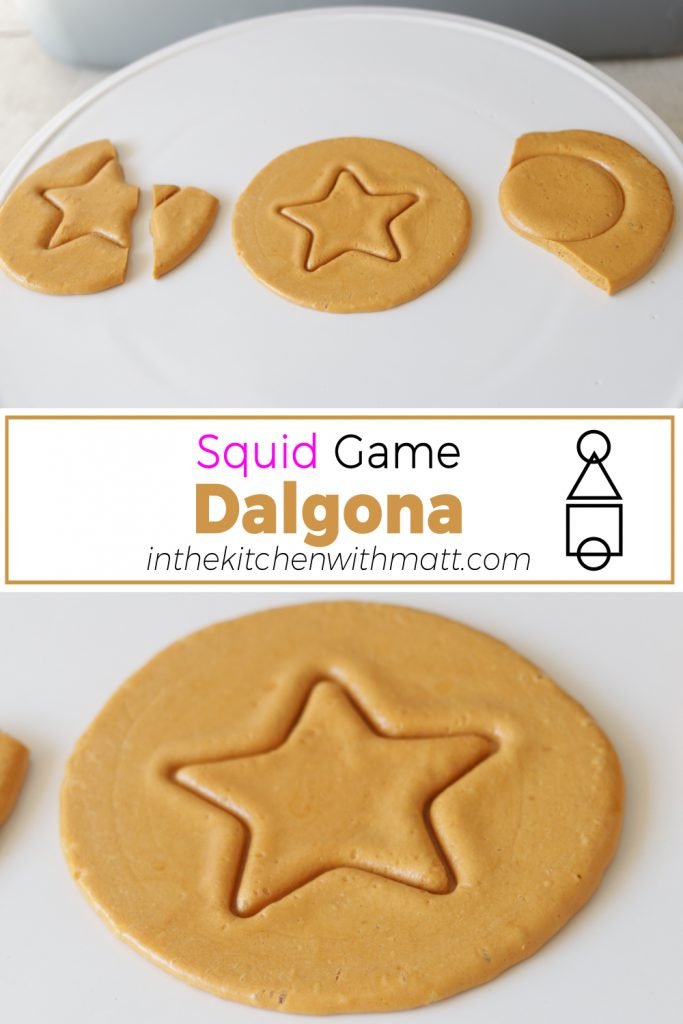 Squid Game Dalgona candy pin for Pinterest