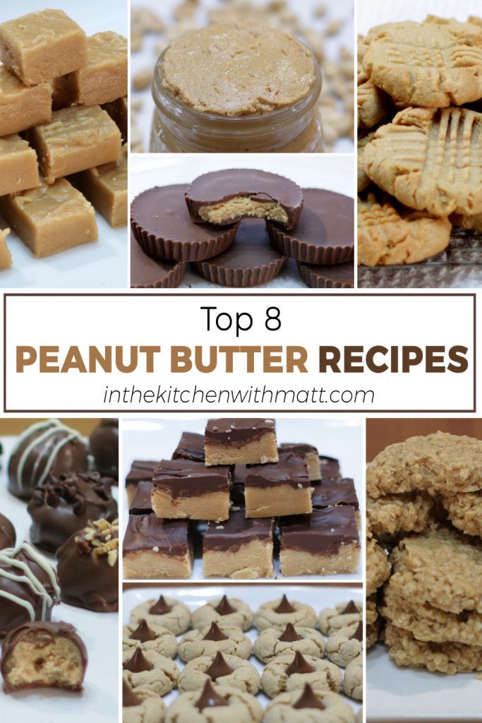 Top 8 peanut butter recipes pin for Pinterest.