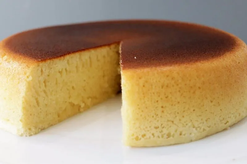 rice cooker pancake on a white plate