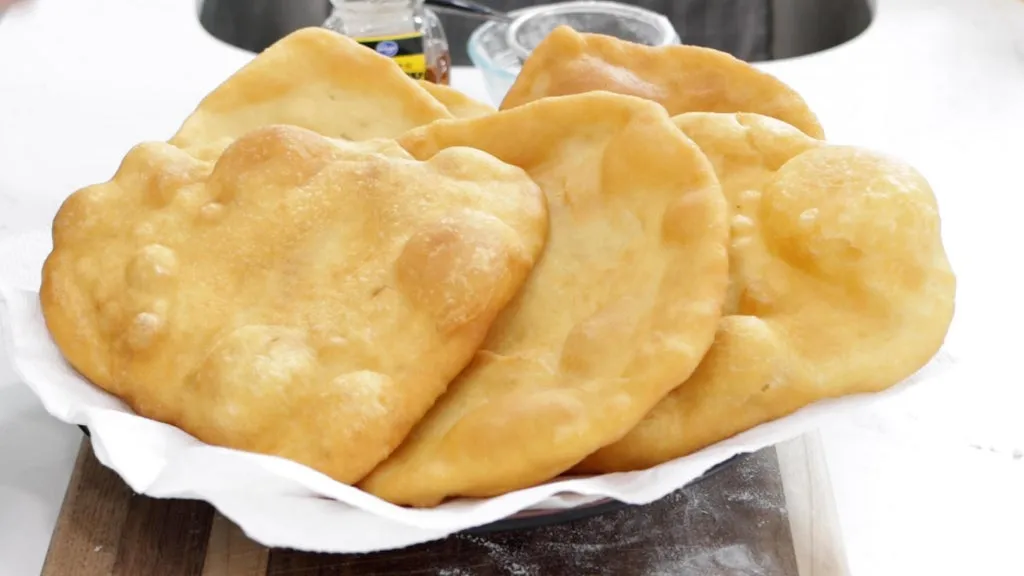 Plate of finished fry bread.