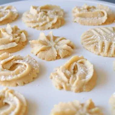 Danish butter cookies on a white plate.