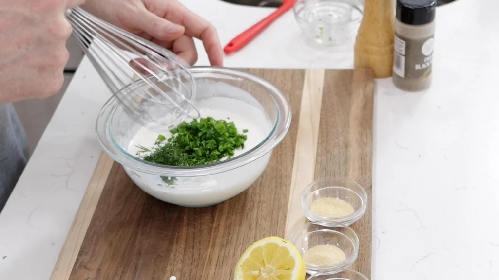 Bowl of ranch with fresh herbs
