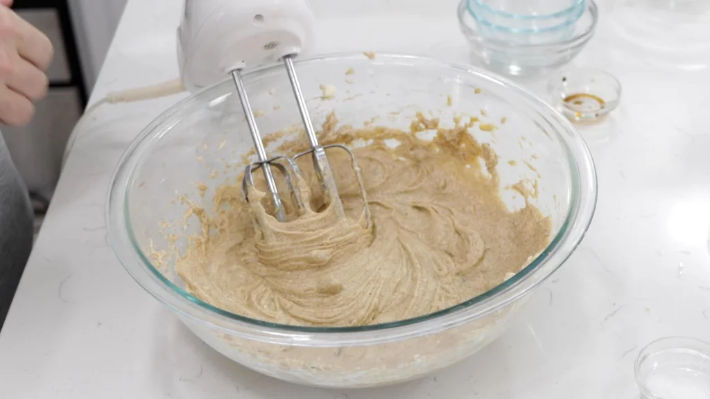Eggs and vanilla extract added to the cookie dough.