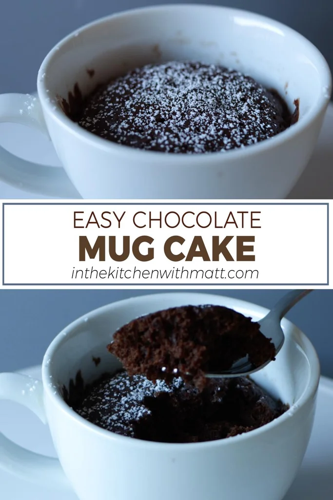 Easy chocolate mug cake pin for Pinterest