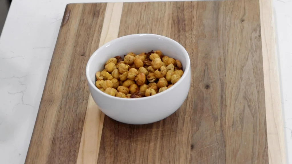 roasted crispy chickpeas in a bowl.