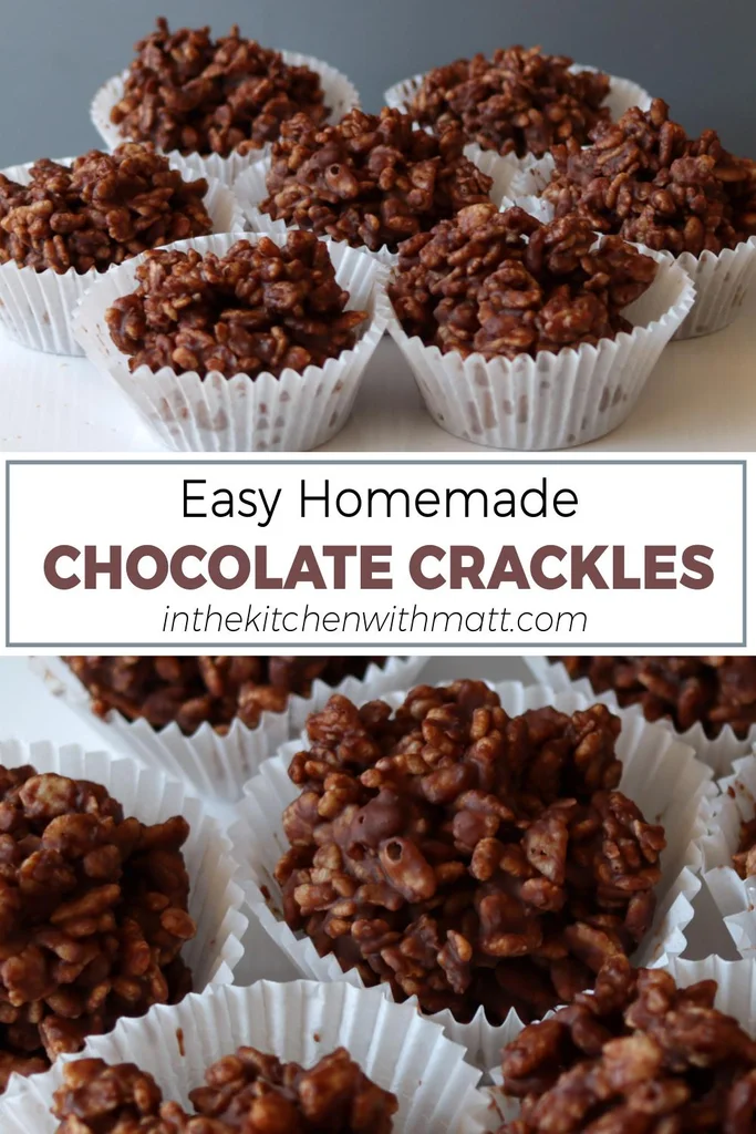 Easy homemade chocolate crackles pin for Pinterest