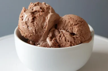 Bowl of homemade 3 ingredient chocolate ice cream