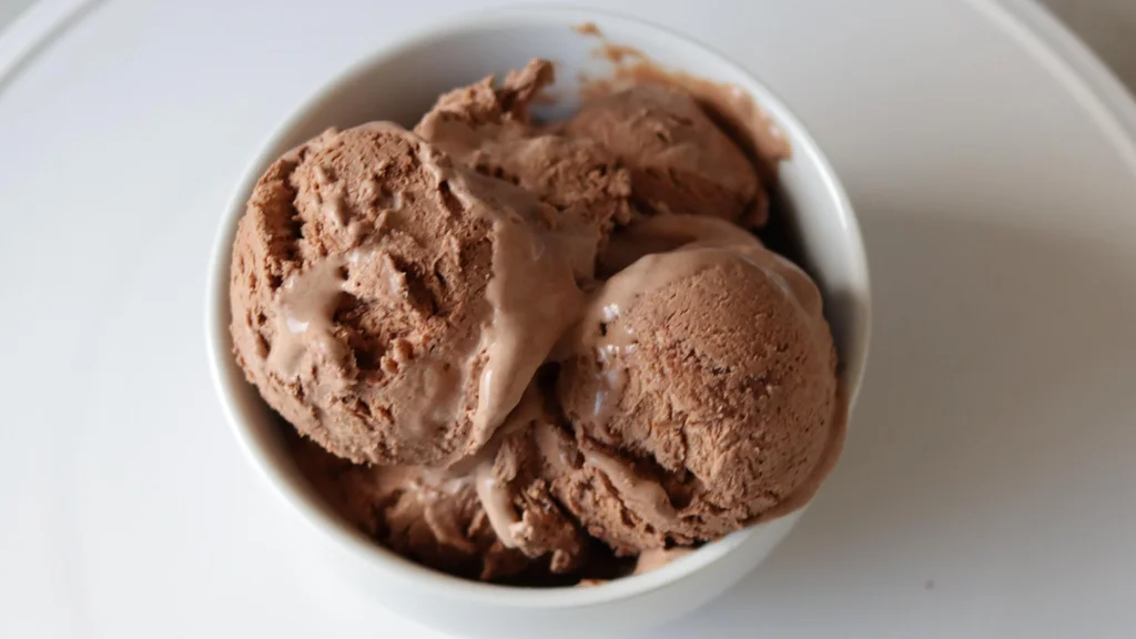 Bowl of chocolate ice cream