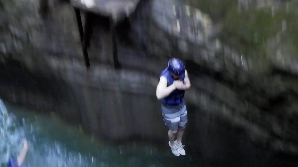 Matt jumping into cold water