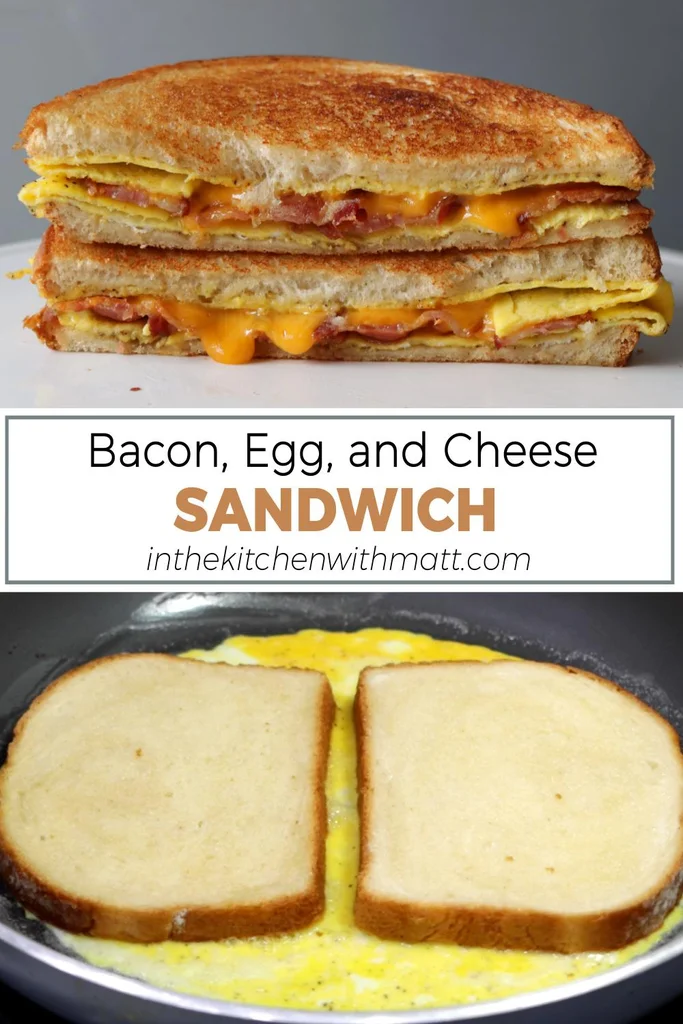 Bacon, Egg, and Cheese sandwich pin for Pinterest
