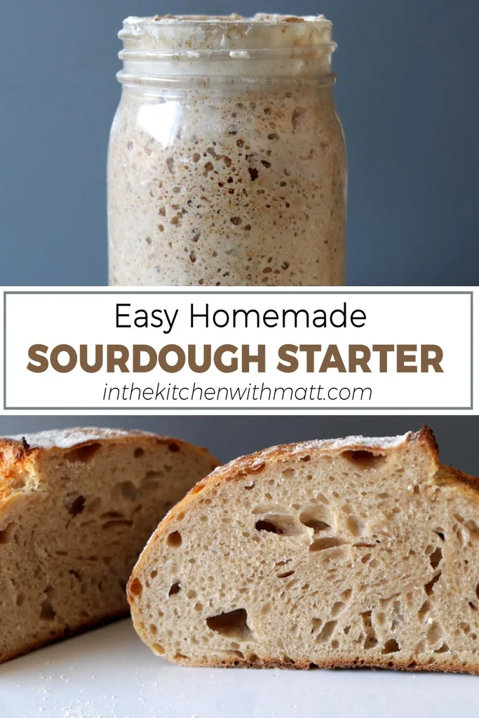 Easy homemade sourdough starter pin for Pinterest.