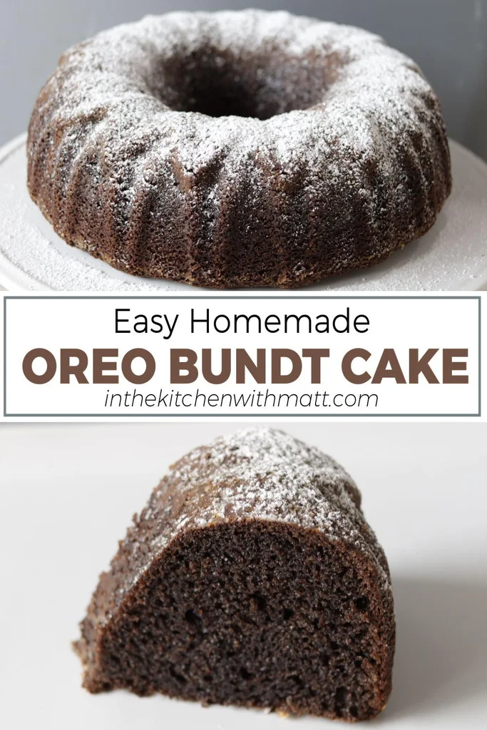 Easy homemade Oreo bundt cake pin for Pinterest Easy homemade Oreo bundt cake pin for Pinterest