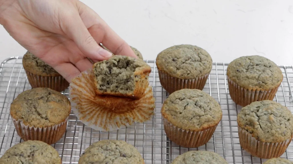 Eating a fig muffin and showing what it looks like on the inside. Eating a fig muffin and showing what it looks like on the inside.