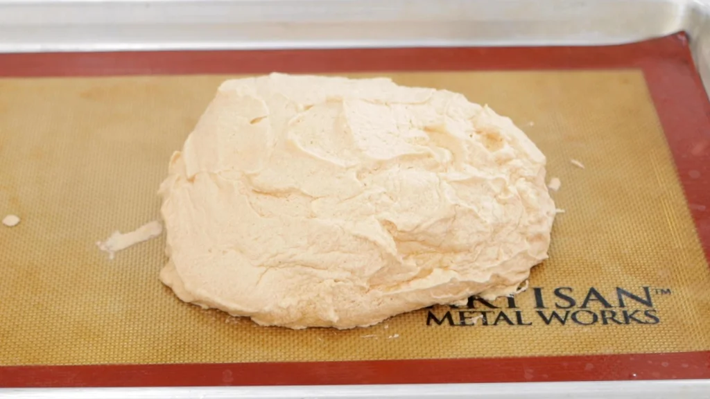 Baked cloud bread on a sheet pan. Baked cloud bread on a sheet pan.
