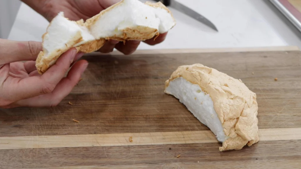 Hand tearing cloud bread Hand tearing cloud bread