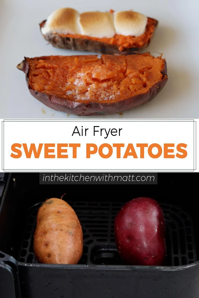Air fryer sweet potatoes pin for Pinterest Air fryer sweet potatoes pin for Pinterest